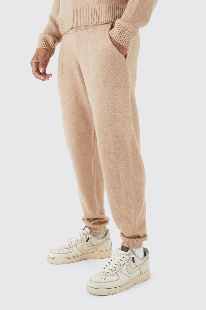 Men's Relaxed Fit Knitted Joggers - Beige - S, Beige