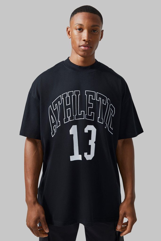 Men's Man Active Athletic 13 Oversized T-Shirt - Black - L, Black
