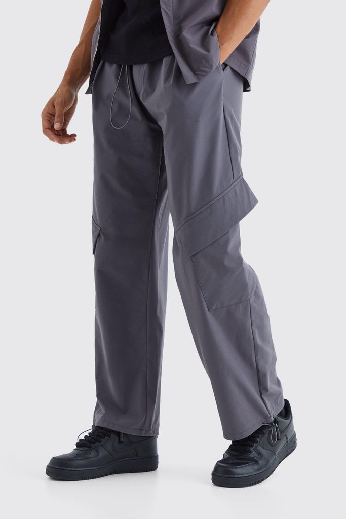 Men's Elasticated Waist Technical Cargo Trouser - Grey - S, Grey