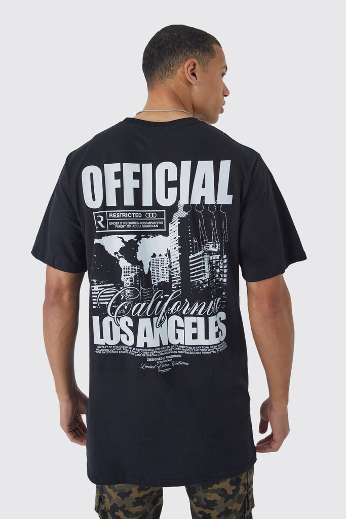 Men's Tall Longline Los Angeles Graphic T-Shirt - Black - L, Black