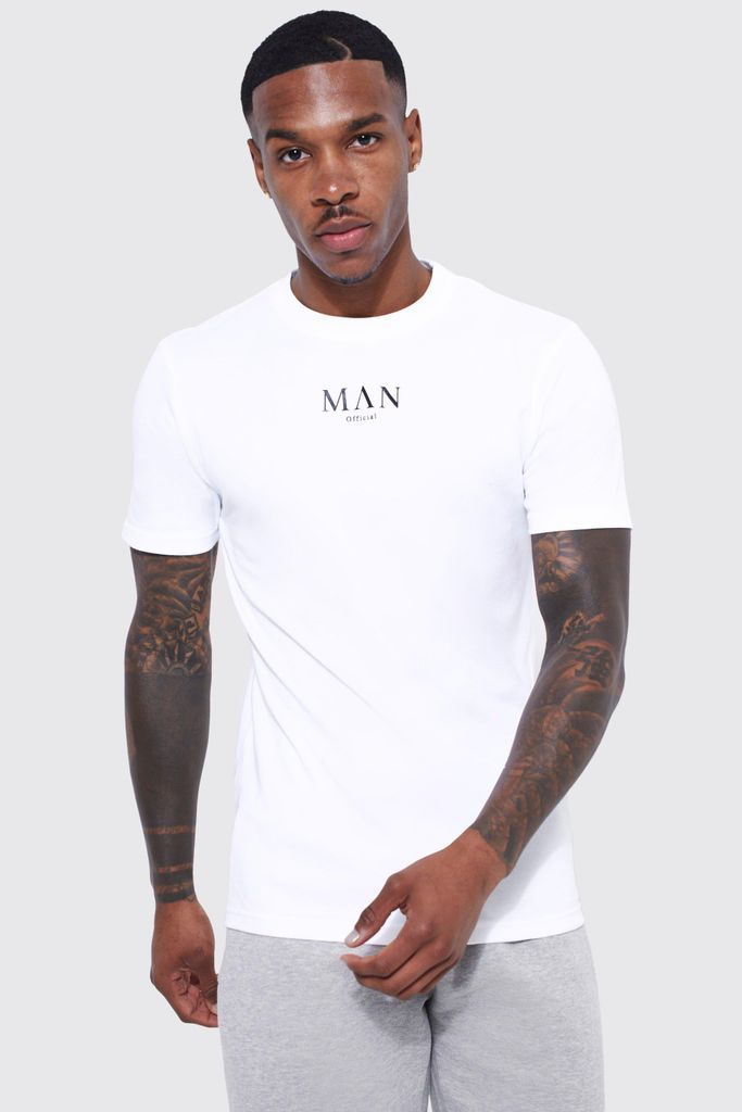 Men's Man Gold Muscle Fit Interlock T-Shirt - White - M, White
