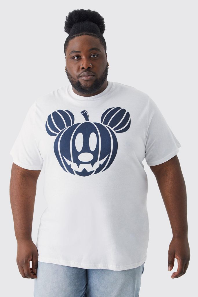 Men's Plus Mickey Pumpkin License T-Shirt - White - Xxxl, White