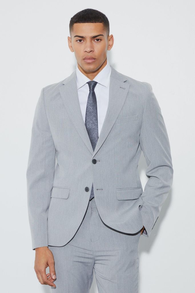 Men's Slim Single Breasted Suit Jacket - Grey - 34, Grey