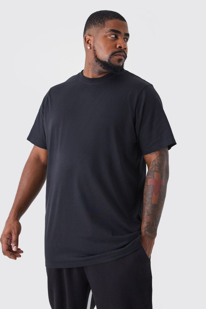 Men's Plus Basic Longline Crew Neck T-Shirt - Black - Xxxl, Black
