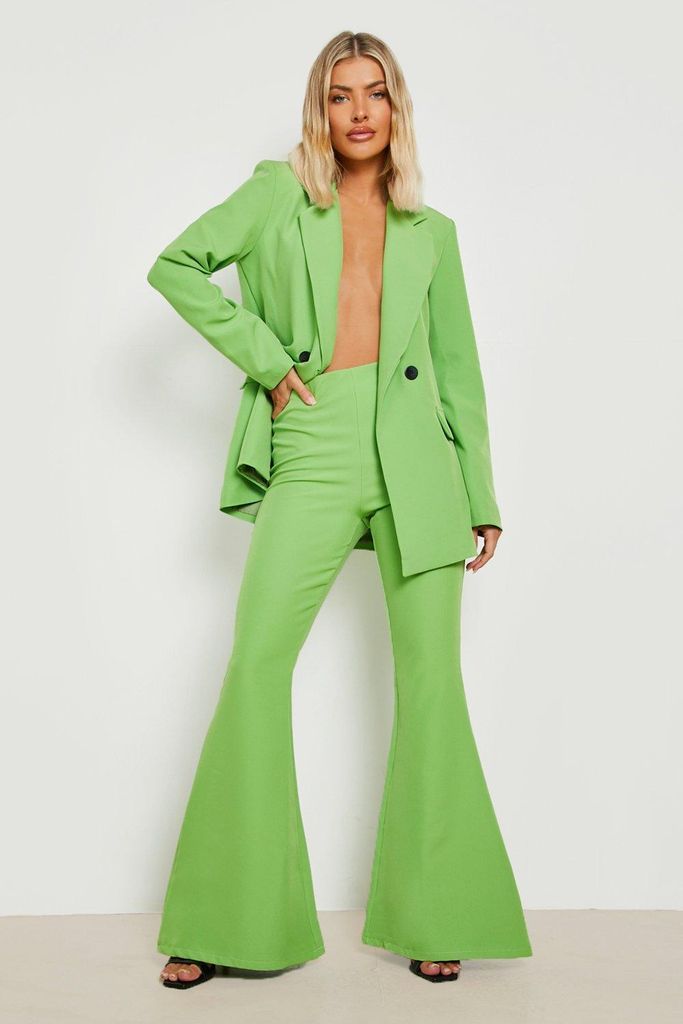 Womens Super Flared Tailored Trousers - Green - 10, Green