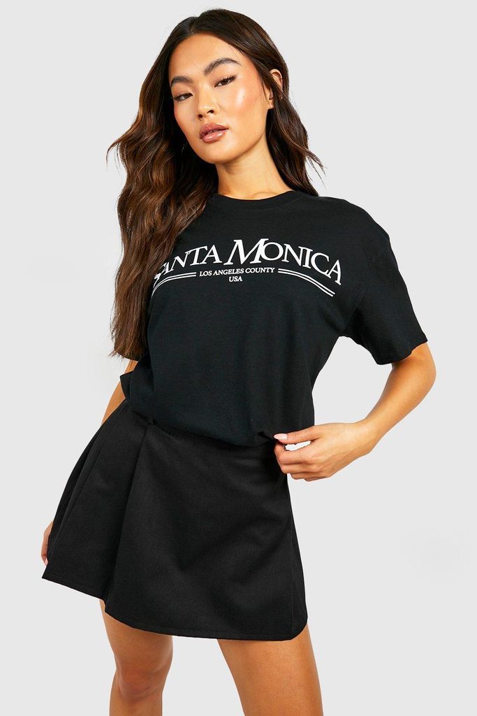Womens Santa Monica Printed Oversized T-Shirt - Black - S, Black