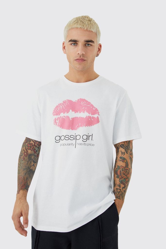 Men's Oversized Gossip Girl License T-Shirt - White - S, White