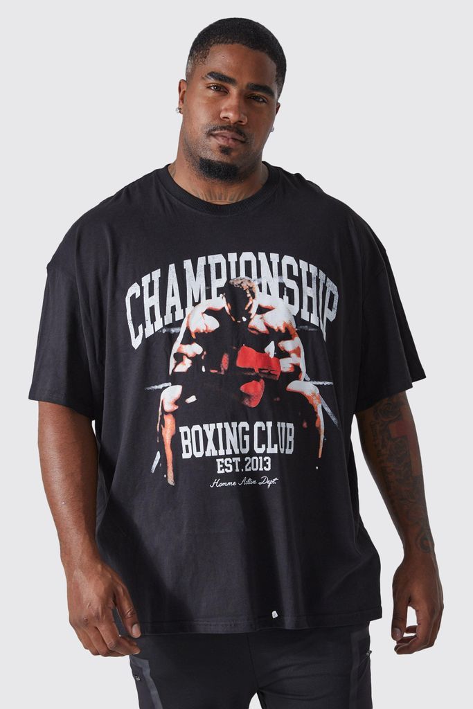 Men's Plus Active Oversized Boxing Club T-Shirt - Black - Xxxl, Black
