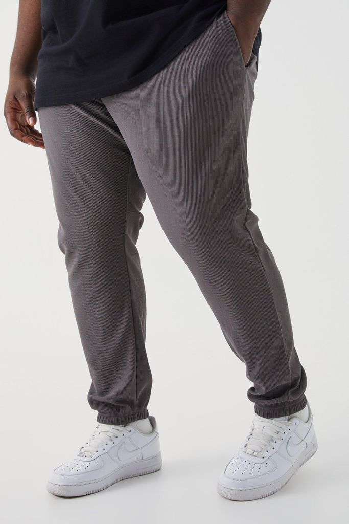 Men's Plus Slim Fit Ottoman Rib Jogger - Grey - Xxxl, Grey