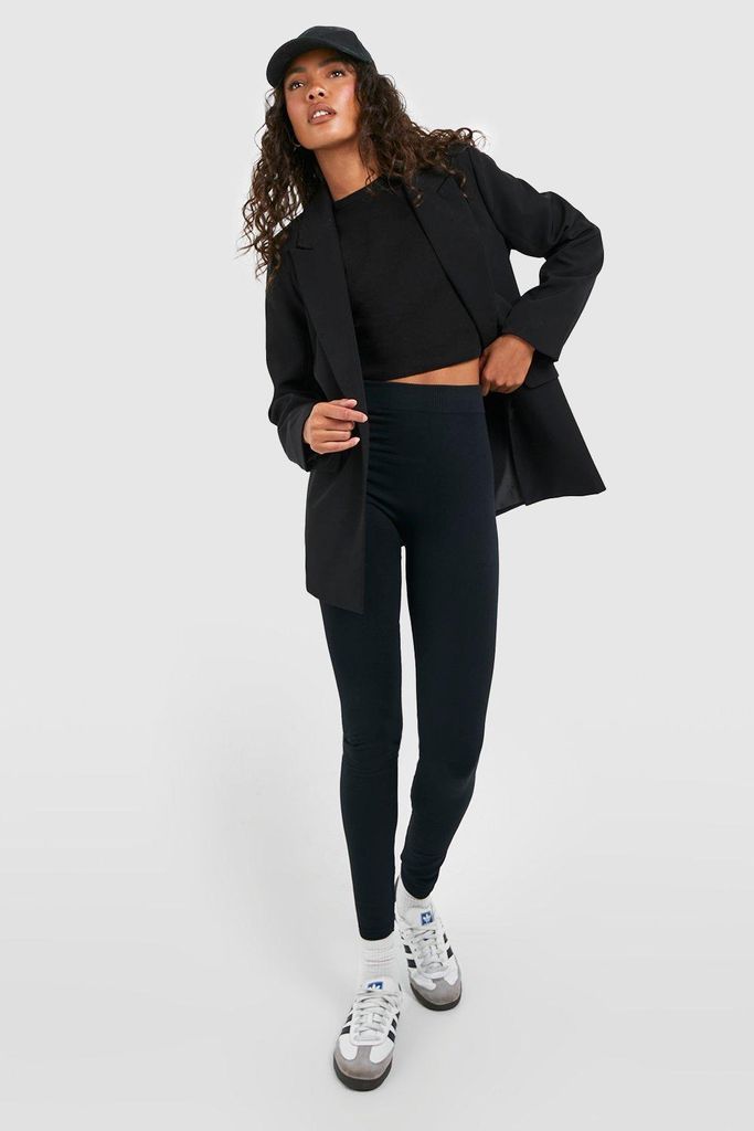 Womens Tall High Waisted Fleece Lined Leggings - Black - S, Black