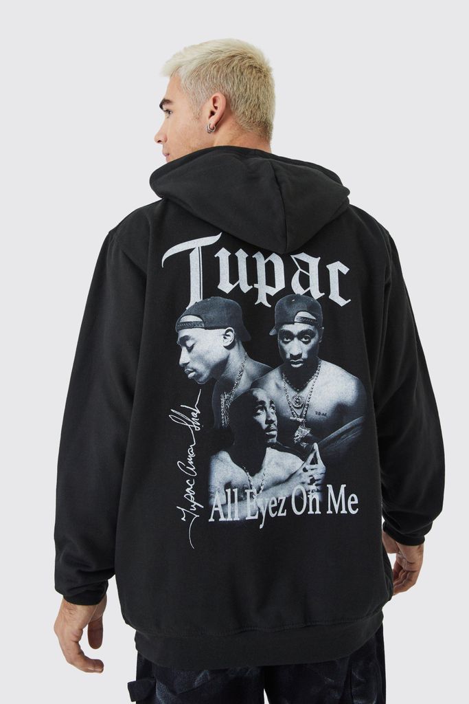 Men's Oversized Tupac Homage License Hoodie - Black - S, Black