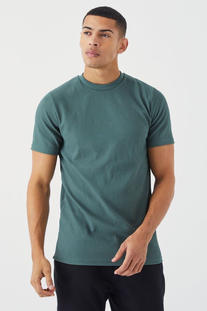 Men's Slim Ottoman Rib T-Shirt - Green - S, Green