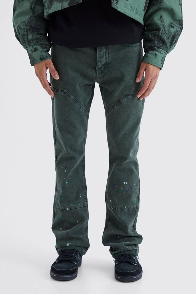 Men's Slim Rigid Flare Overdye Carpenter Jeans - Green - 28R, Green