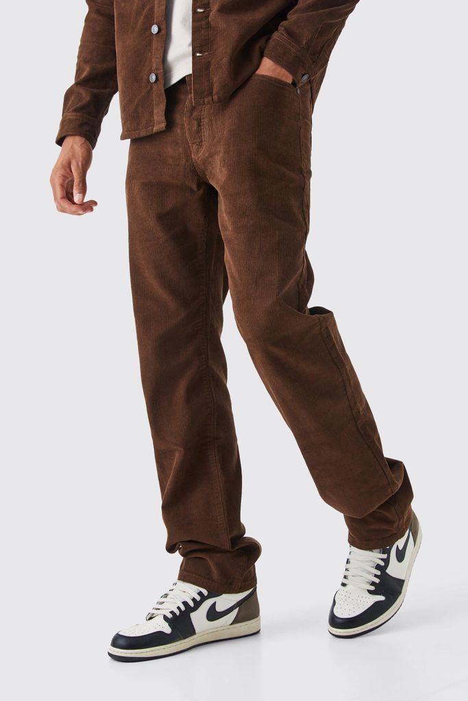 Men's Tall Fixed Waist Relaxed Cord Trouser - Brown - 30, Brown