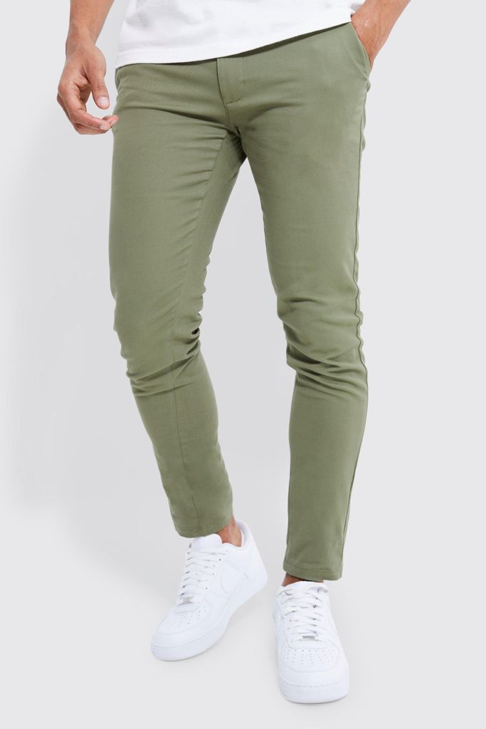 Men's Fixed Waist Skinny Chino Trouser - Green - 28, Green