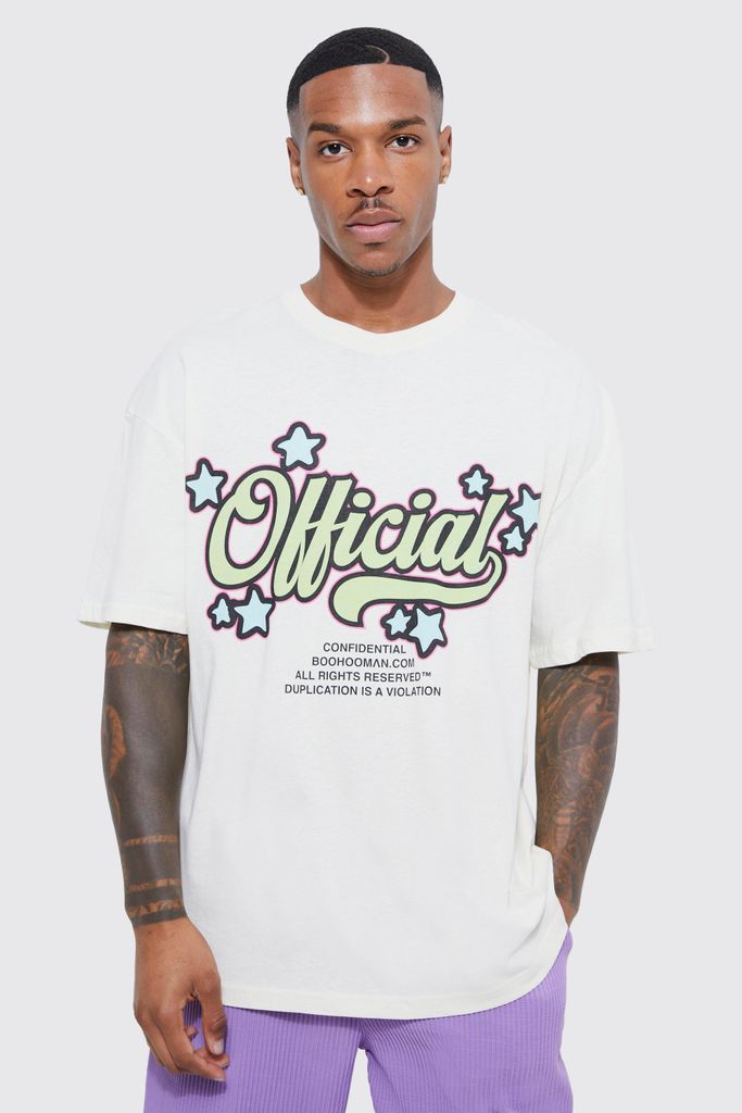 Men's Oversized Official Star Graphic T-Shirt - Cream - L, Cream