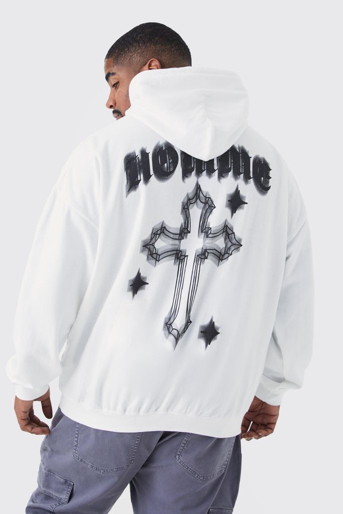 Men's Plus Homme Graphic Hoodie - White - Xxl, White