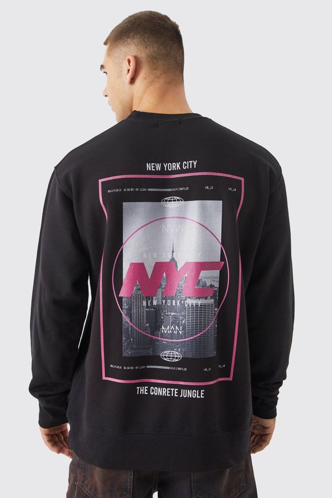 Men's Oversized Nyc Graphic Sweatshirt - Black - S, Black