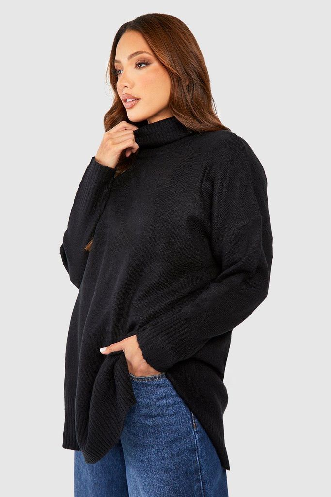 Womens Tall Roll Neck Oversized Jumper - Brown - S, Brown
