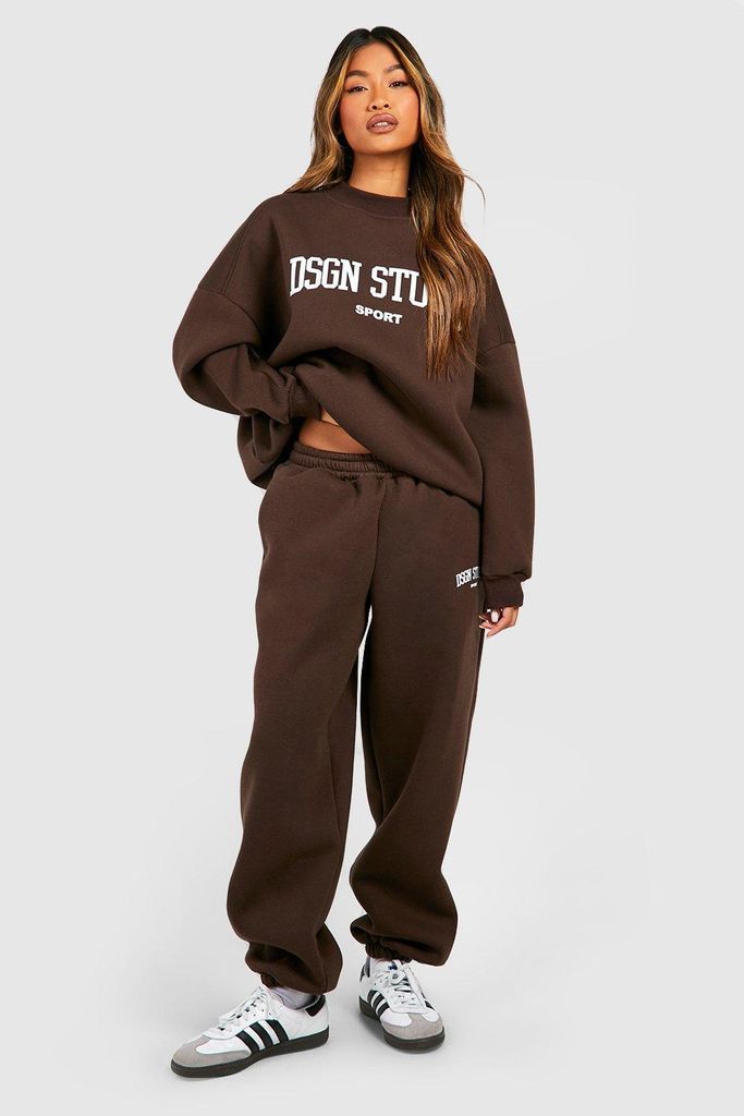 Womens Dsgn Studio Slogan Print Sweatshirt Tracksuit - Brown - S, Brown