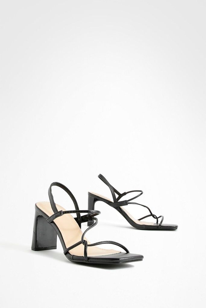 Womens Flat Heel Asymmetric Sandals - Black - 4, Black