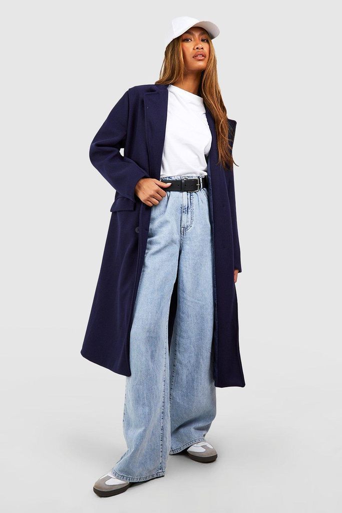 Womens Double Breasted Tailored Coat - Navy - 8, Navy