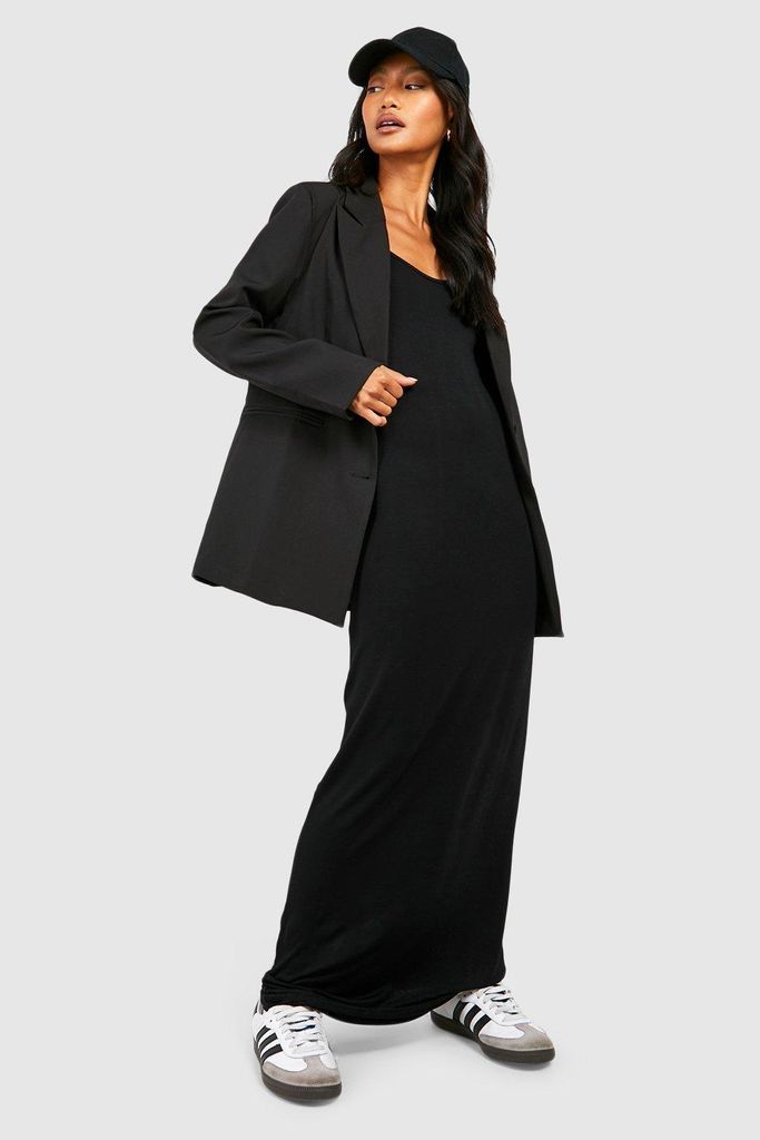 Womens Basic Scoop Neck Maxi Dress - Black - 12, Black