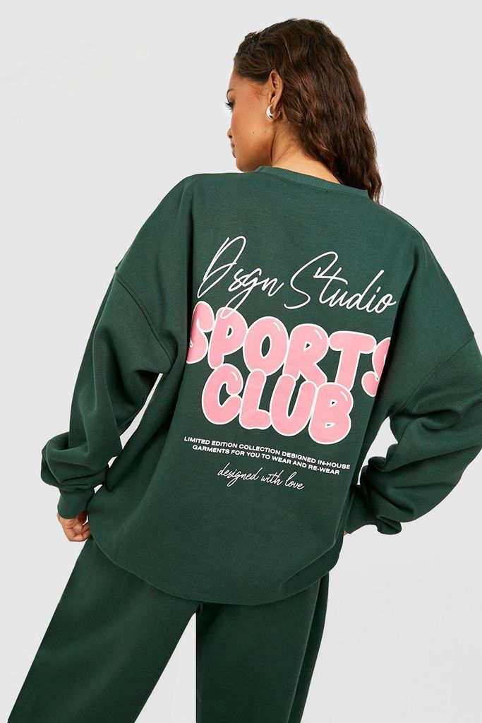 Womens Dsgn Studio Sports Bubble Slogan Oversized Sweatshirt - Green - S, Green