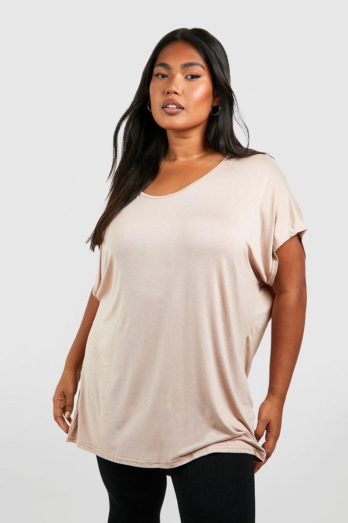 Womens Plus Oversized T-Shirt - Beige - 22, Beige