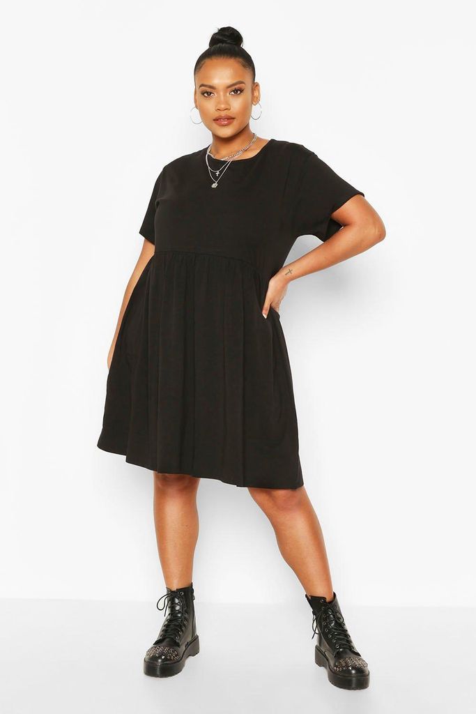 Womens Plus Basic Smock Dress - Black - 24, Black