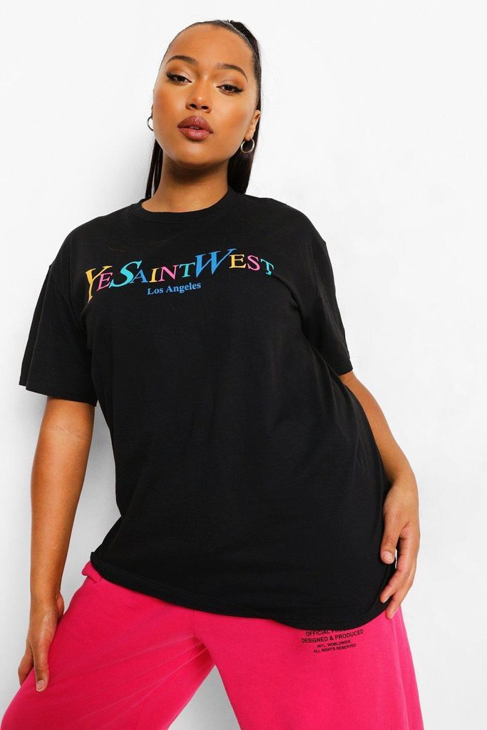 Womens Plus Ye Saint West Rainbow T-Shirt - Black - 18, Black