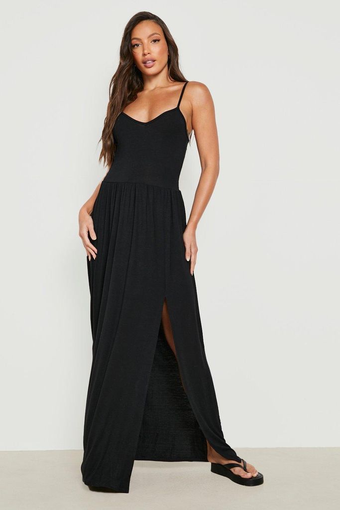 Womens Tall Slit Leg Jersey Maxi Dress - Black - 6, Black