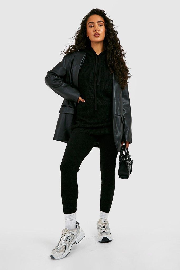 Womens Soft Knit Hoodie & Trouser Co-Ord - Black - S, Black