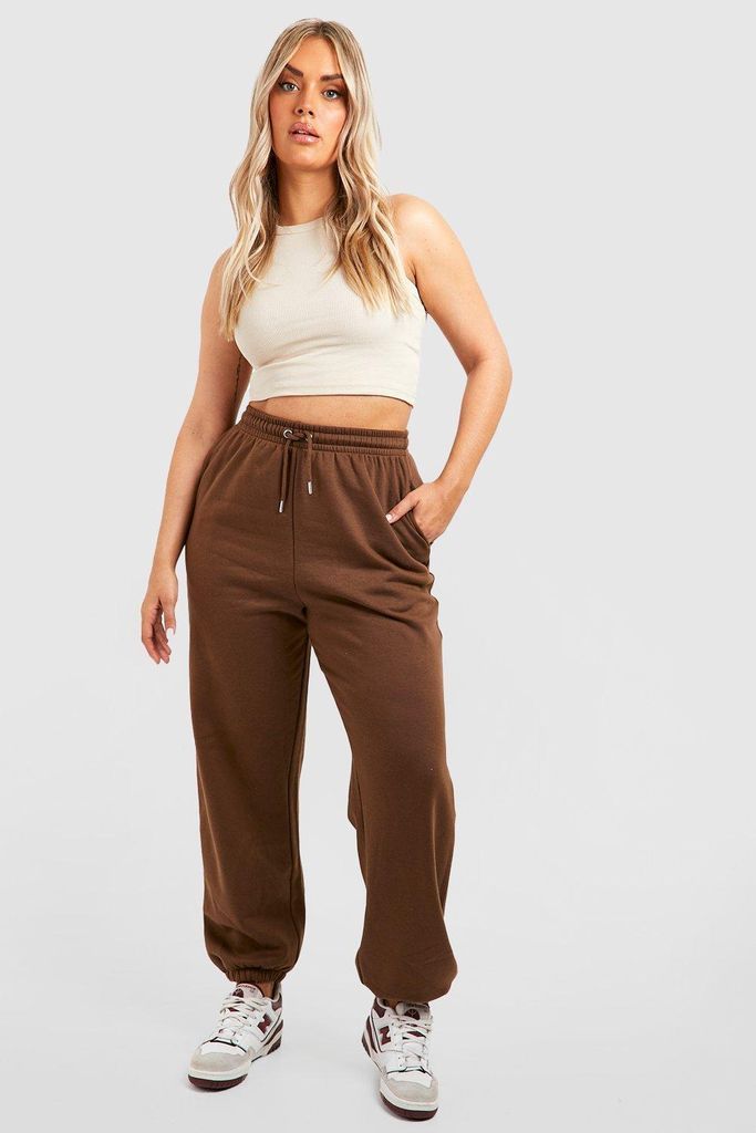 Womens Plus Basic Oversized Jogger - Brown - 28, Brown