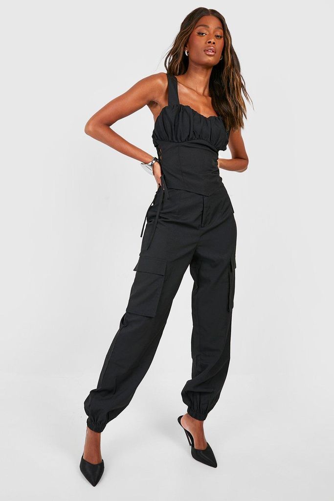 Womens Relaxed Fit Cargo Trousers - Black - 14, Black