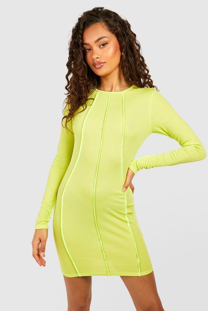 Womens Seam Detail Mini Dress - Green - 10, Green