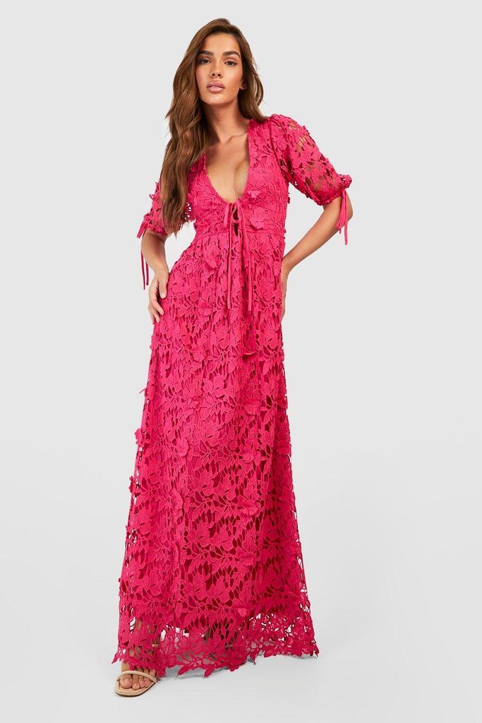 Womens Premium Lace Open Back Maxi Dress - Pink - 8, Pink