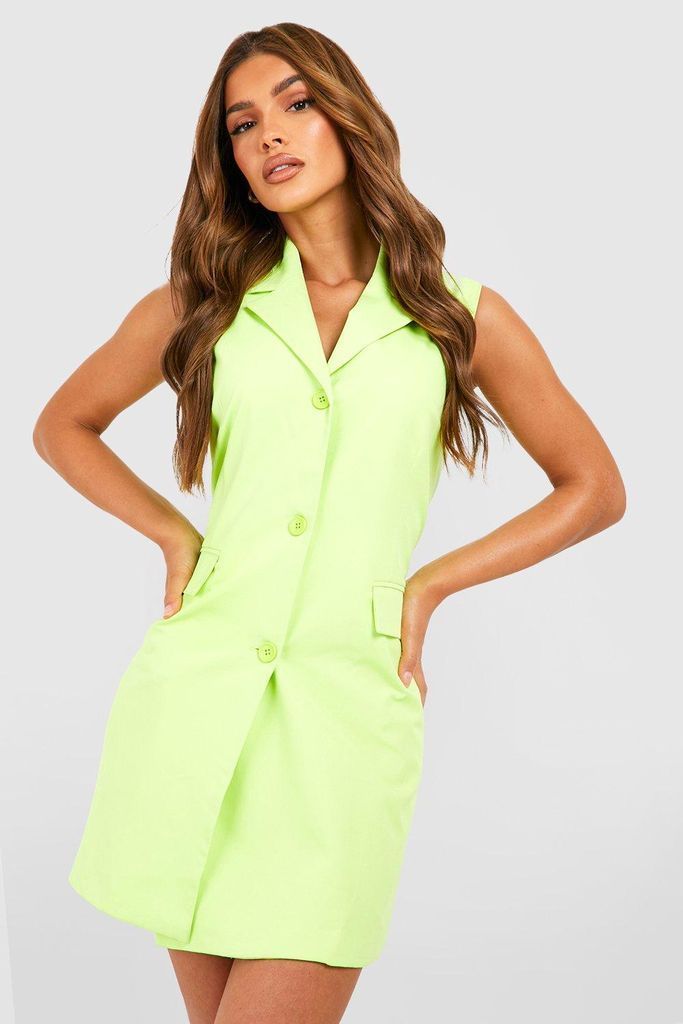 Womens Sleevless Blazer Dress - Green - 8, Green