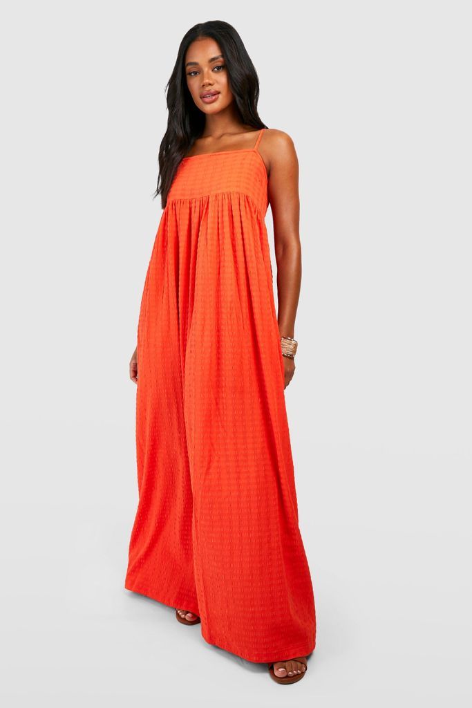 Womens Textured Strappy Maxi Dress - Orange - 8, Orange