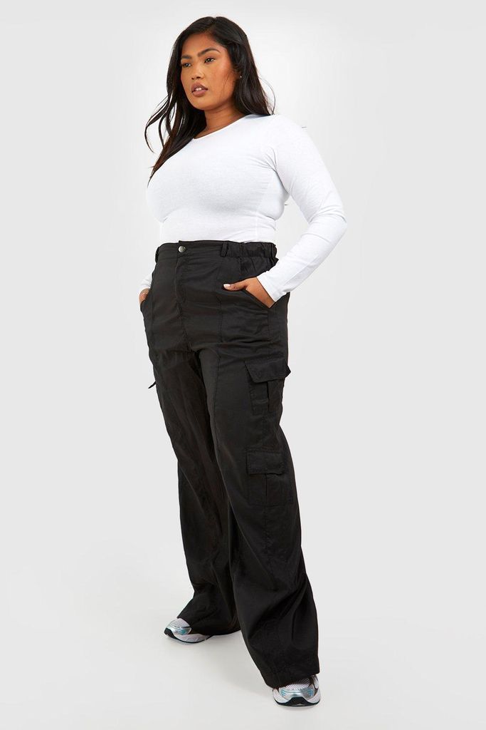 Womens Plus Wide Leg Cargo Trouser - Black - 18, Black