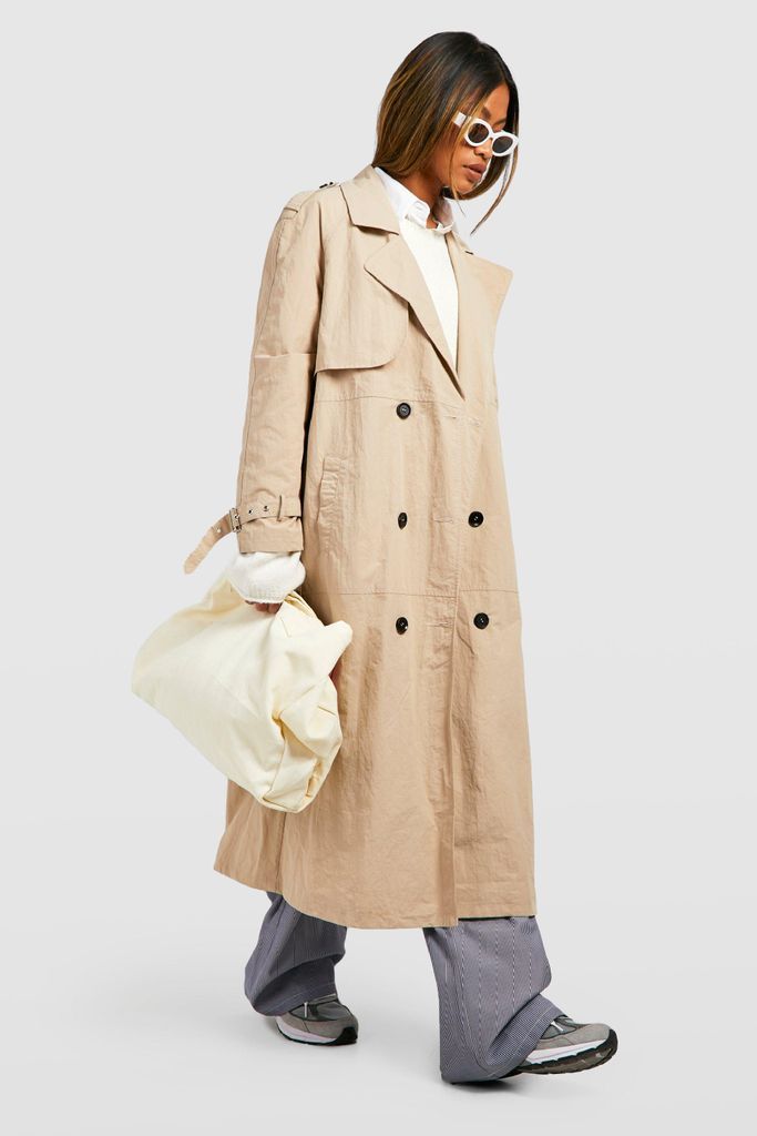 Womens Parachute Belted Trench Coat - Beige - 8, Beige