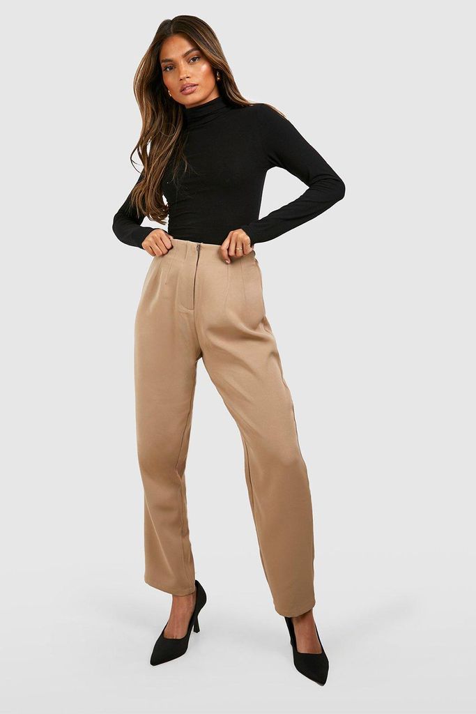 Womens High Waisted Tailored Cigarette Trouser - Beige - 6, Beige