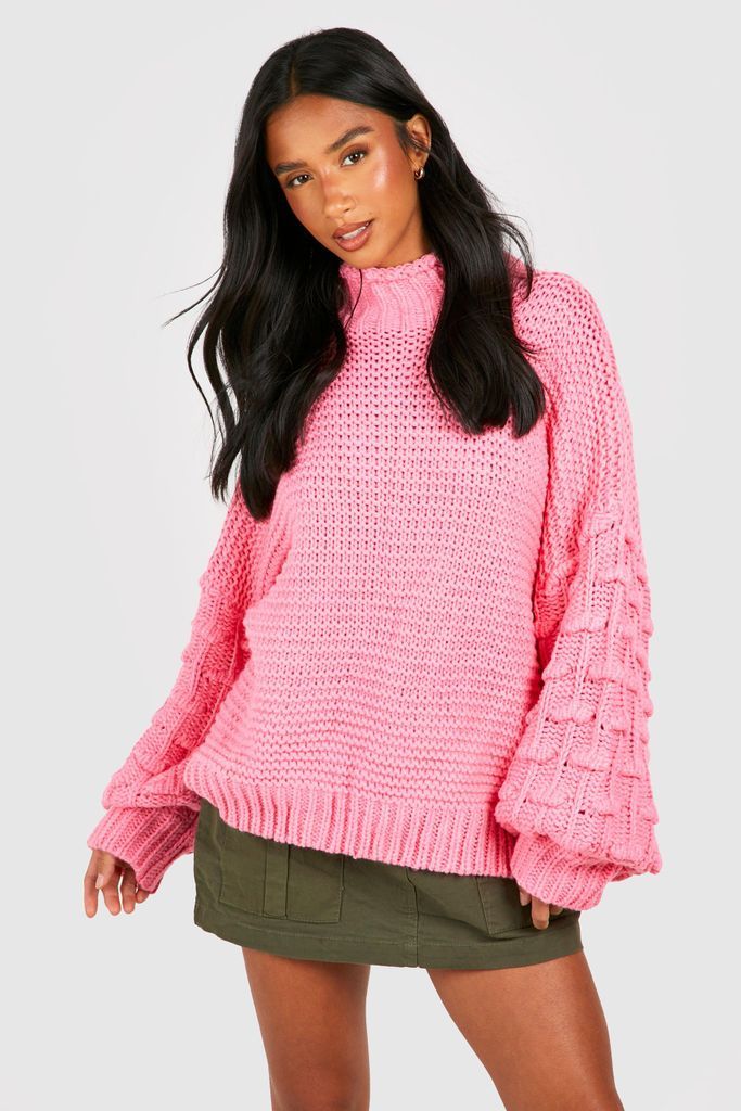 Womens Petite Chunky Bubble Jumper - Pink - S, Pink