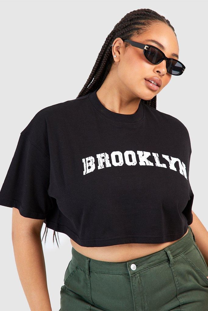 Womens Plus Brooklyn Cropped T-Shirt - Black - 16, Black