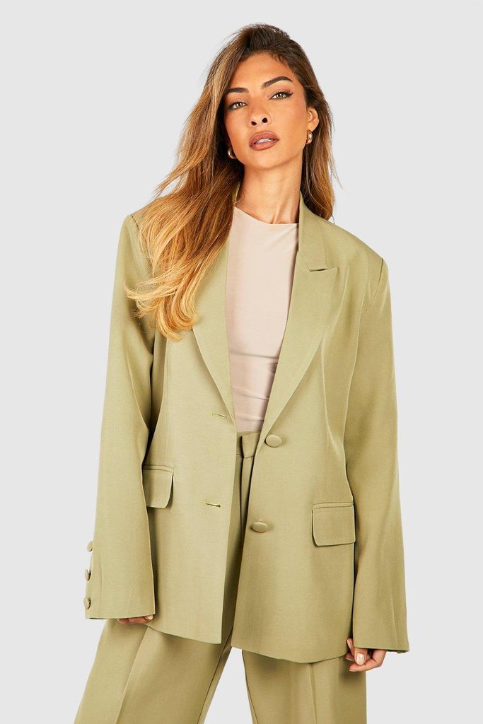 Womens Single Breasted Pocket Detail Tailored Blazer - Green - 6, Green
