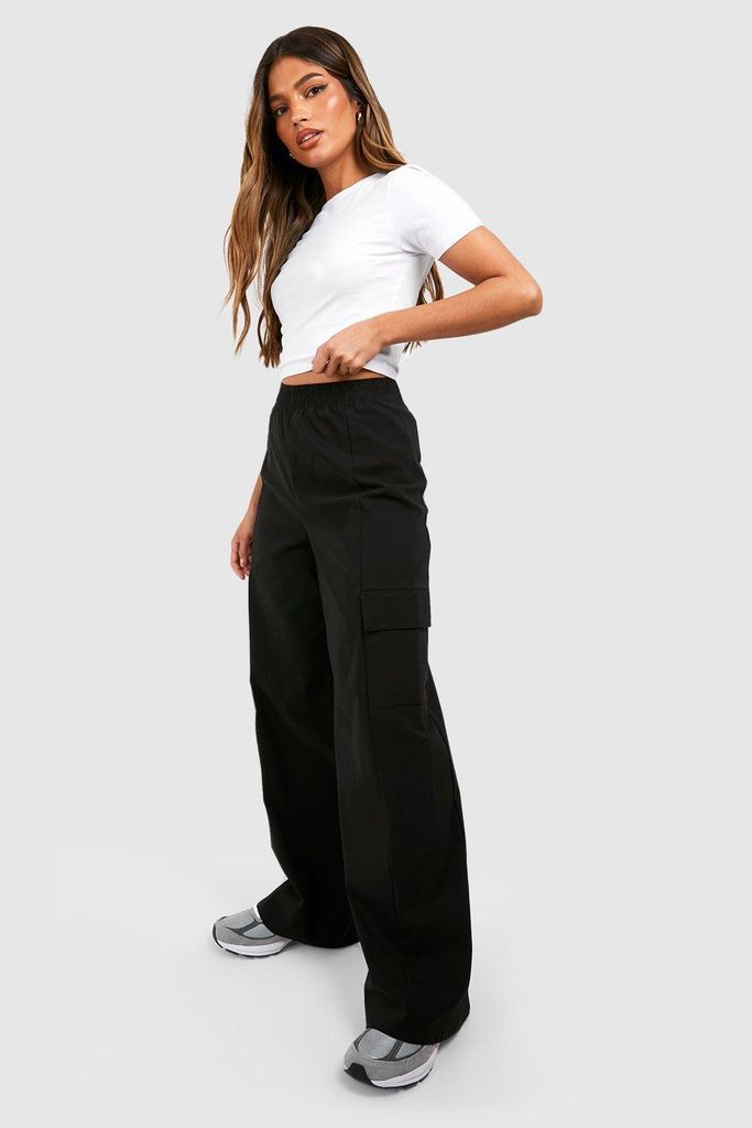 Womens Stretch High Waisted Cargo Trousers - Black - 6, Black