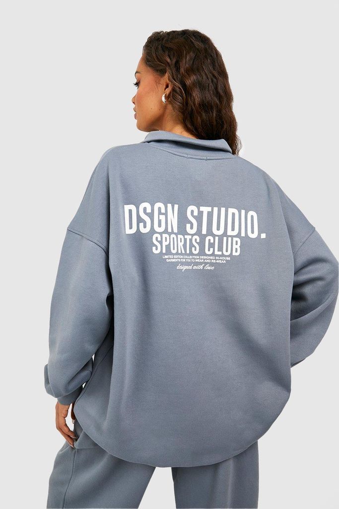 Womens Dsgn Studio Sports Club Oversized Half Zip Sweatshirt - Green - M, Green