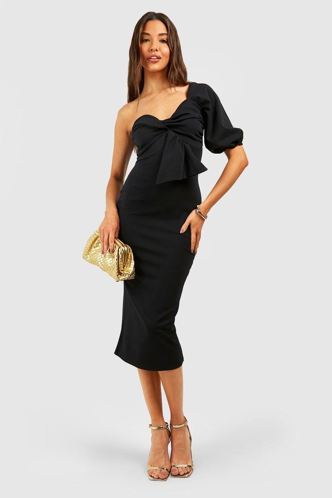 Womens Bow Detail Midi Dress - Black - 10, Black