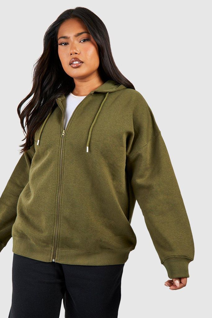 Womens Plus Oversized Zip Through Hoodie - Green - 16, Green
