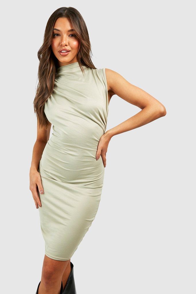 Womens Super Soft Drape Mini Dress - Beige - 8, Beige